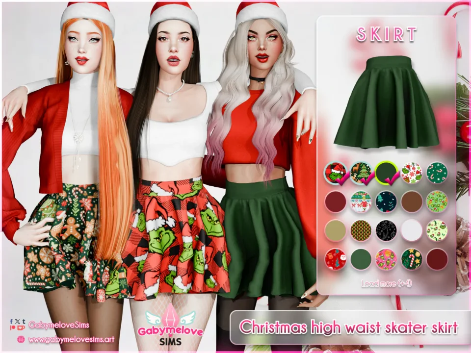Christmas high waist skater skirt [HQ compatible]