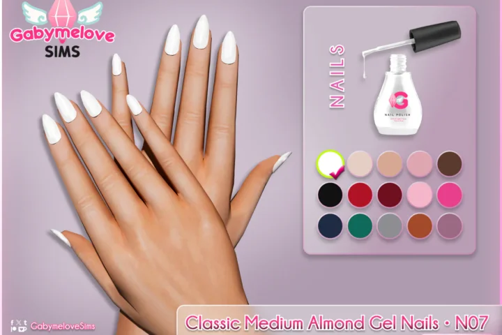 Classic Medium Almond Gel Nails • N07