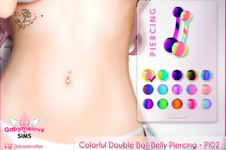 Colorful Double Ball Belly Piercing • PI02