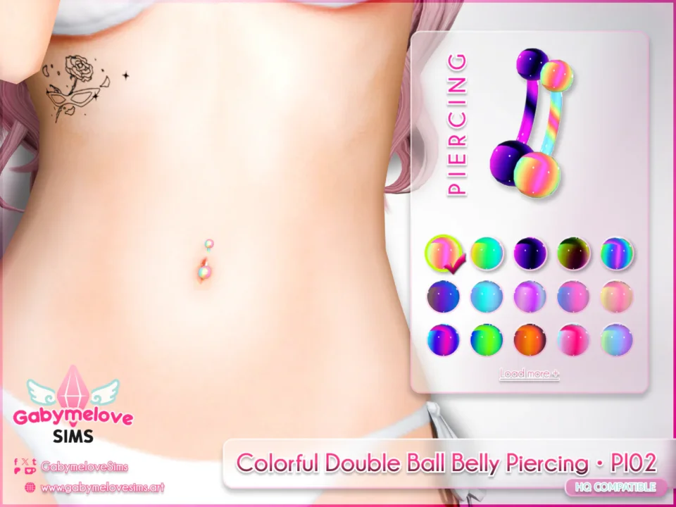 Colorful Double Ball Belly Piercing • PI02