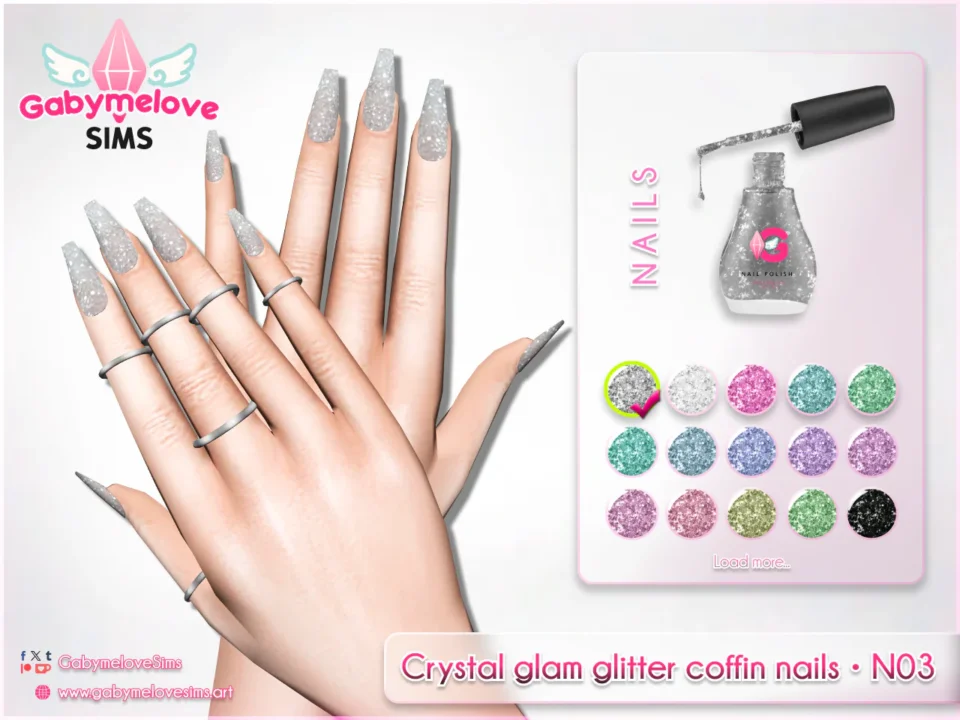 Crystal glam glitter coffin nails • N03 [HQ compatible]
