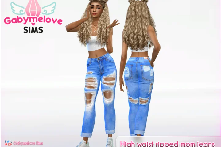 High waist ripped mom jeans