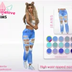 High waist ripped mom jeans