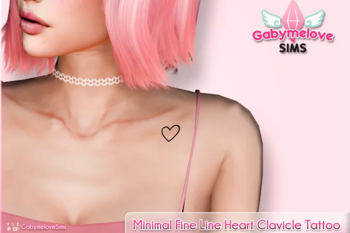 Minimal Fine Line Heart Clavicle Tattoo
