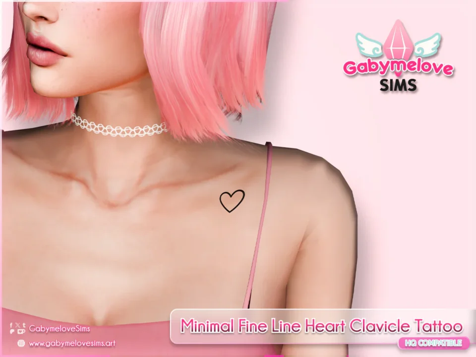 Minimal Fine Line Heart Clavicle Tattoo