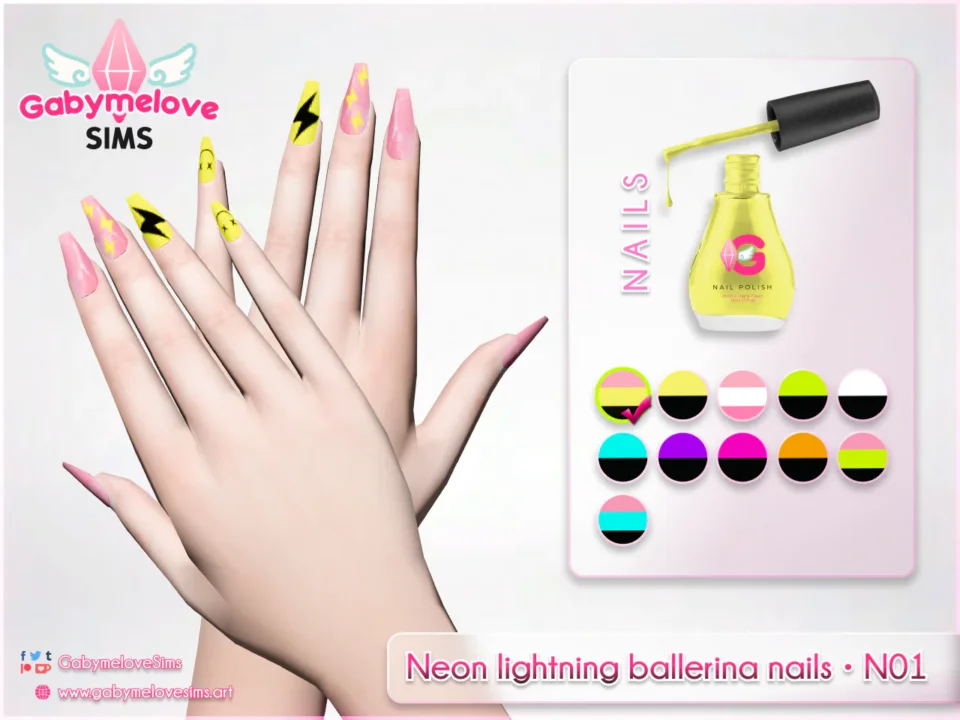 Neon lightning ballerina nails • N01 [HQ compatible]