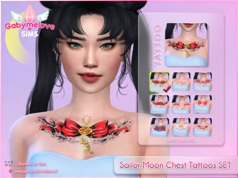 Sailor Moon Anime Chest Tattoos SET [HQ compatible]