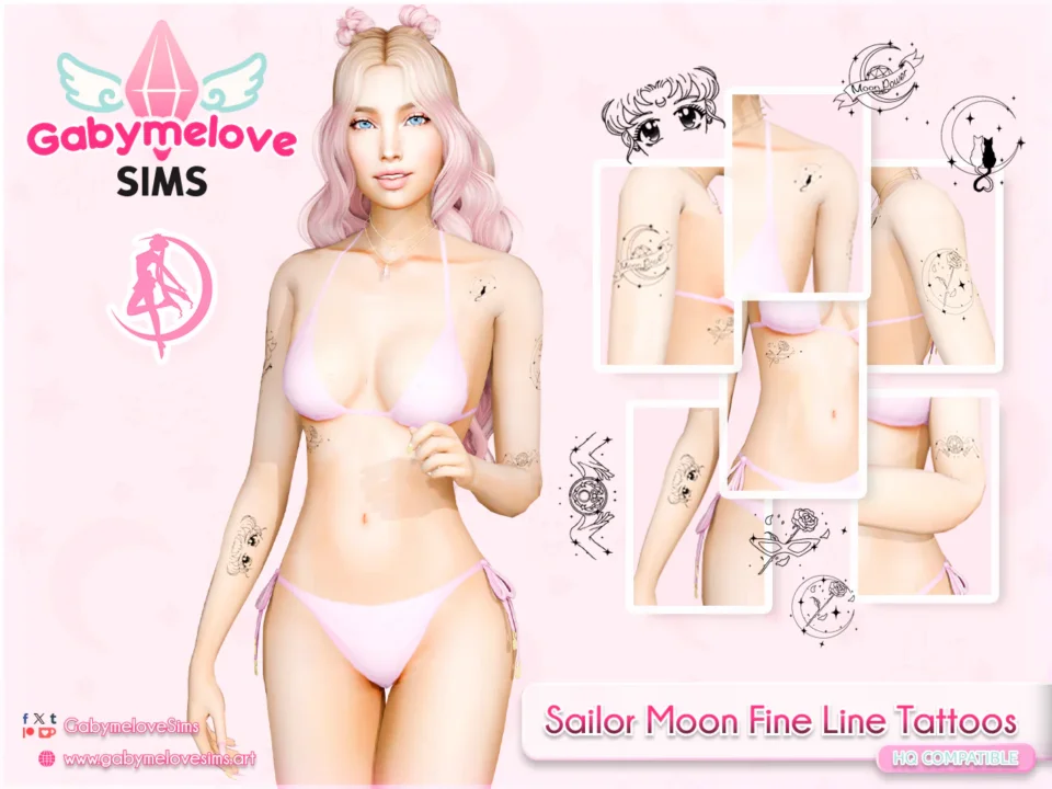 Sailor Moon Fine Line Tattoos [HQ compatible]