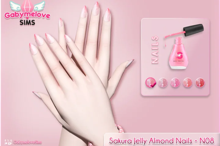 Sakura Jelly Almond Nails • N08