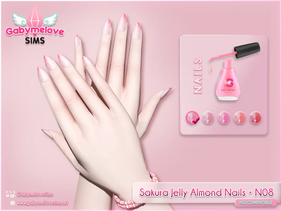 Sakura Jelly Almond Nails • N08