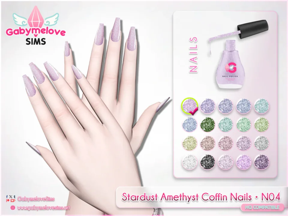 Stardust Amethyst Coffin Nails • N04 [HQ compatible]