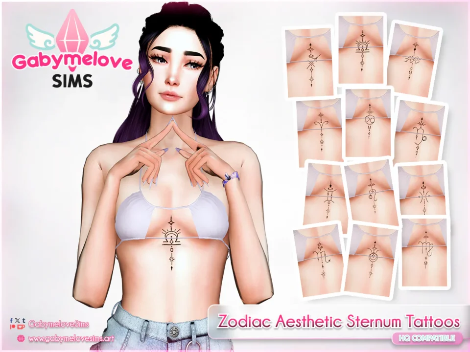 Zodiac Aesthetic Sternum Tattoos [HQ compatible]