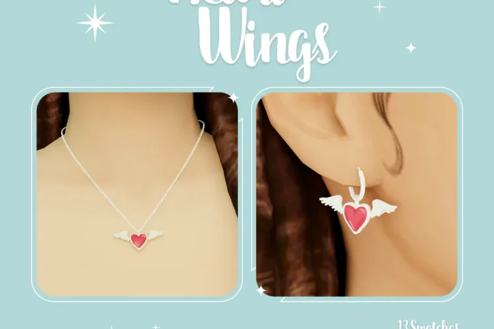 Woman Earrings - Heart Wings Set 💚