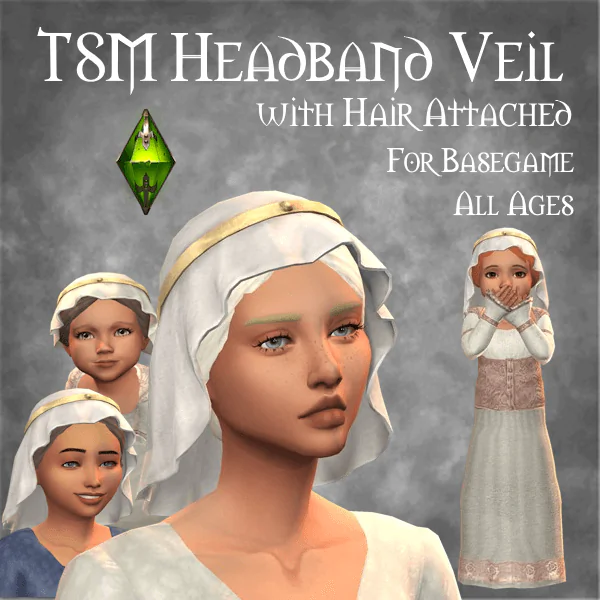 TSM Veil with Headband - Hat-Hair version