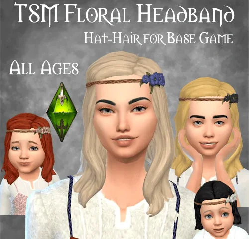 TSM Floral Headband with Hair (Hat-Hair for base game)