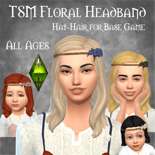 TSM Floral Headband with Hair (Hat-Hair for base game)