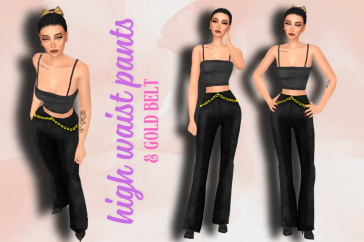 FOR LONGER & THINNER/ HIGH WAIST PANTS WITH GOLD BELT