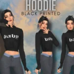 BLACK PRINTED HOODIE + added new swatches