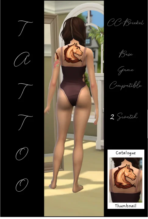 BGC Horse and Roses Tattoo Back