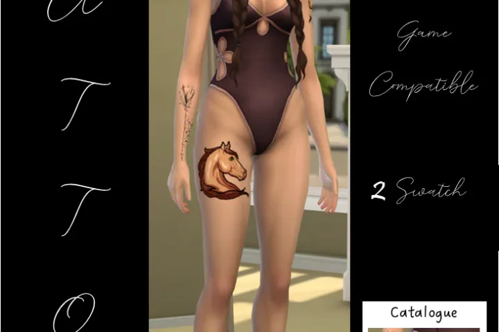 BGC Horse and Roses Tattoo Thigh