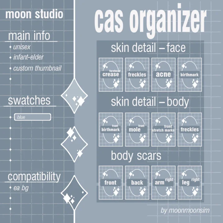 moonmoonsim CAS organizer - skin detail - BLUE