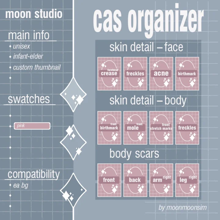 moonmoonsim CAS organizer - skin detail - PINK