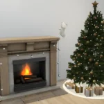 Xmas tree with ornaments & gifts & lights & stand mat - set