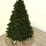 Xmas tree with ornaments & gifts & lights & stand mat - set