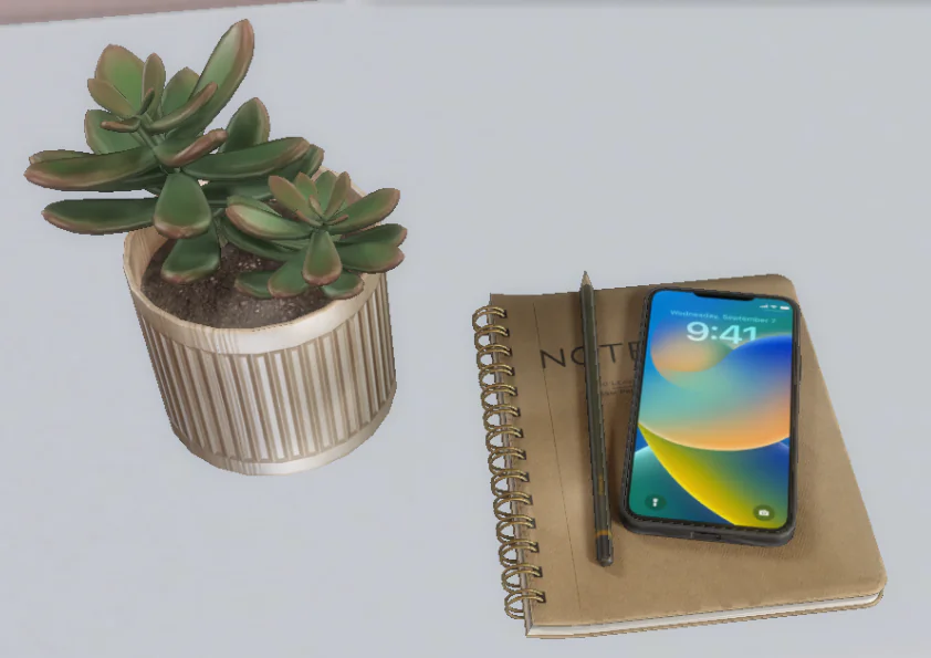 Minimal notebook with pencil and phone