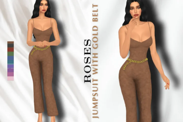 ROSES JUMPSUIT WITH GOLD BELT