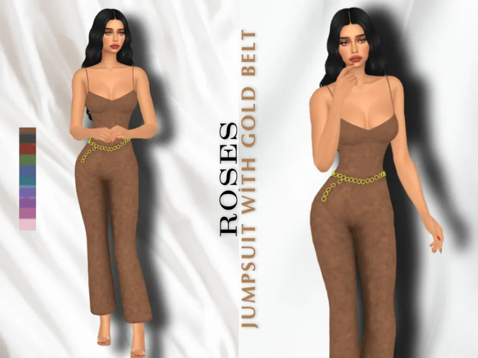 ROSES JUMPSUIT WITH GOLD BELT