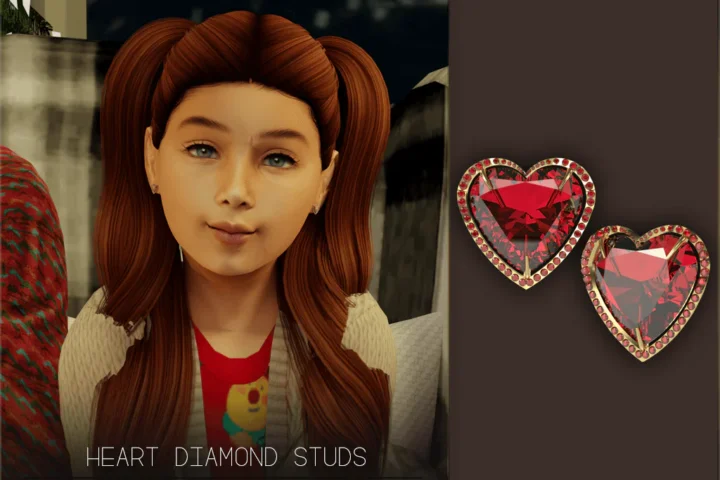 Heart Diamond Studs Adult and Children