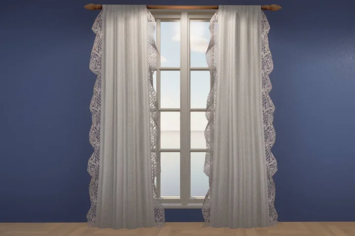 Lace trim curtains