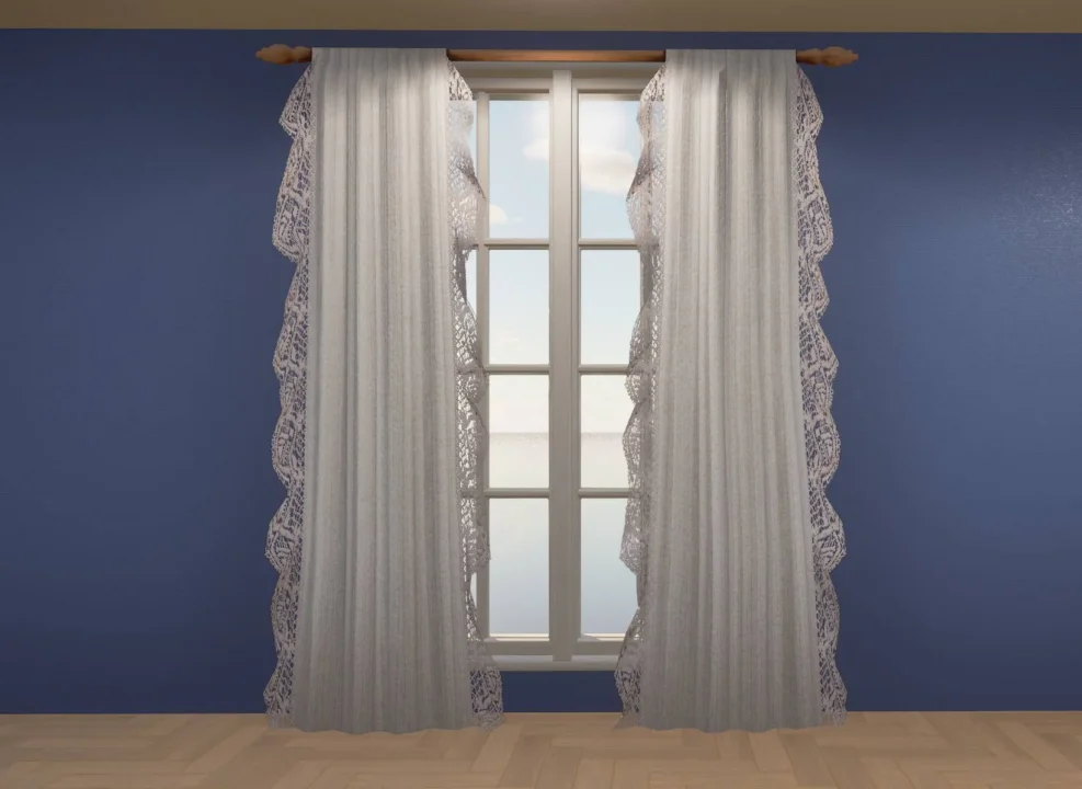 Lace trim curtains