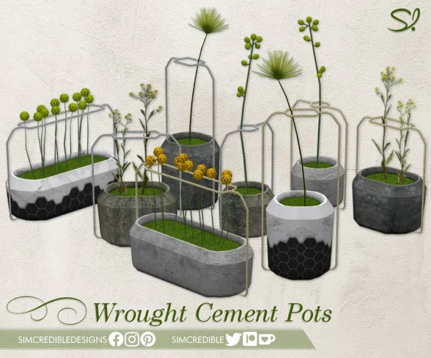 Wrought Cement Pots - Recolors