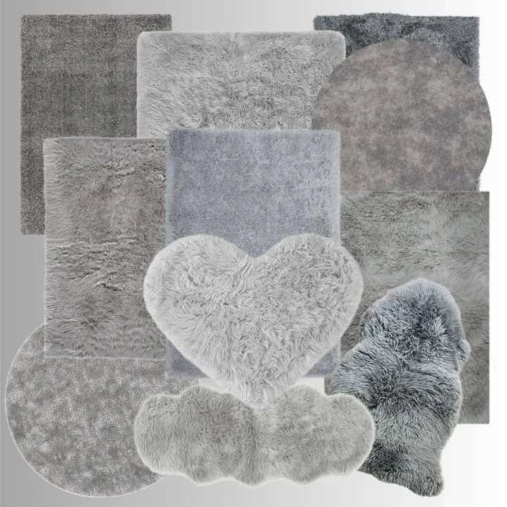 Cozy Grey - Fluffy Rug Set