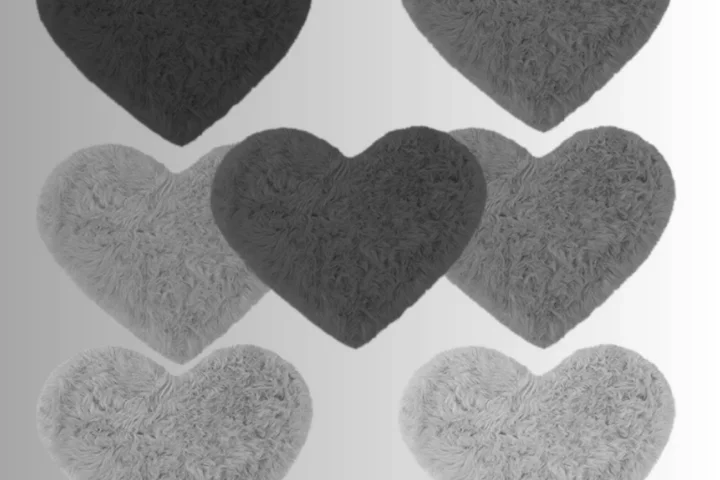 Cute Heart Shaped Fluffy Rug Collection - The Greys