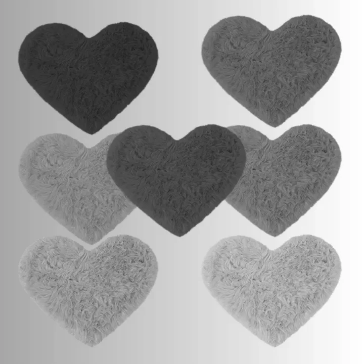Cute Heart Shaped Fluffy Rug Collection - The Greys