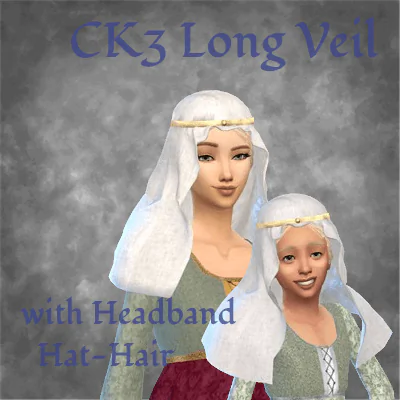 CK3 Medieval Long Veil with Headband