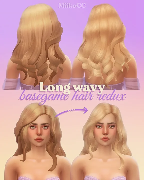 Long-wavy base-game hair remake