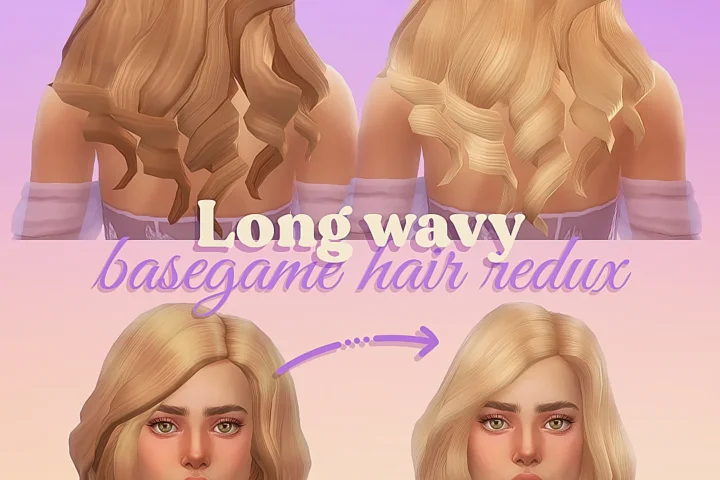 Long-wavy base-game hair remake