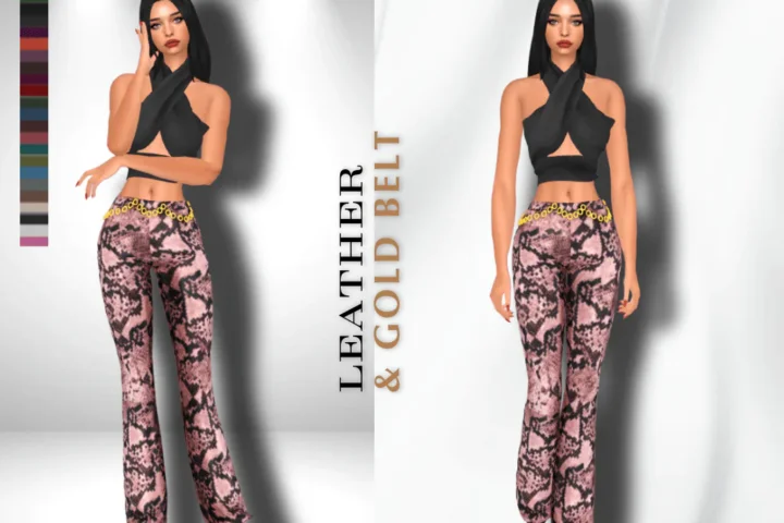 LEATHER WITH GOLD BELT