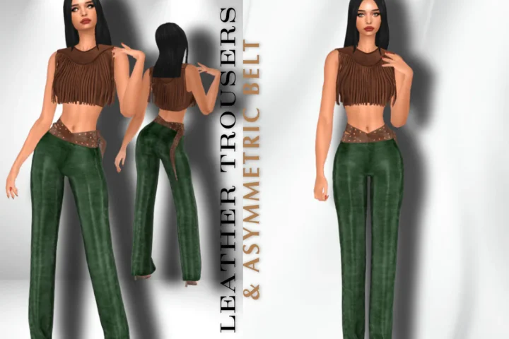 LEATHER TROUSERS WITH ASYMMETRIC BELT