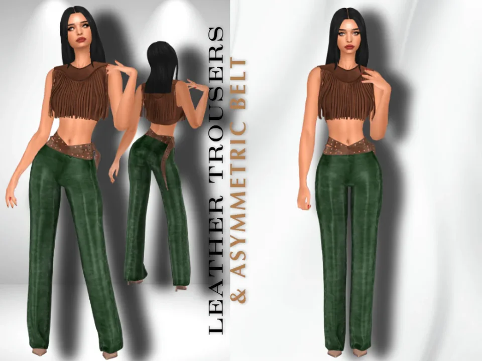 LEATHER TROUSERS WITH ASYMMETRIC BELT