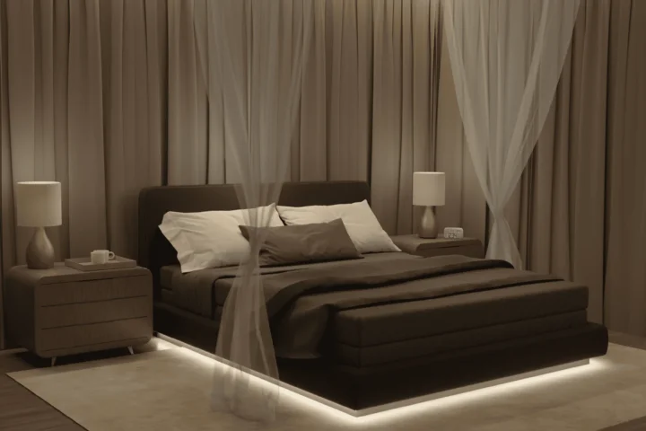 Luxury Bedroom Set CC by SNOOTYSIMS [Bed, Curtains, Lighting, Side Tables, Carpet]