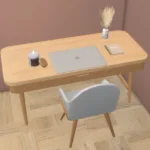 Minimal wood - marble office desk