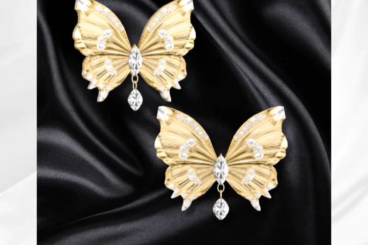 Gold Butterfly Duo Wing Earring