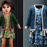 Toddler - Floral dress with diamond cardigan and contrast trim