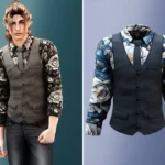 Adult - Floral shirt and vest outfit with tie