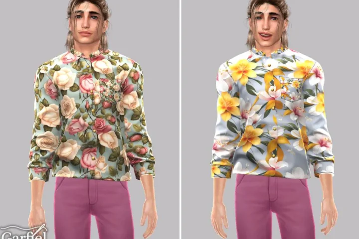 Adult - Floral button shirt with bold rose print